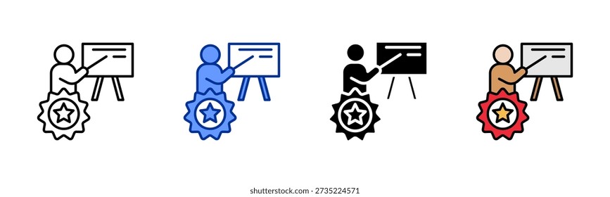 Professional Training icon set multiple style collection