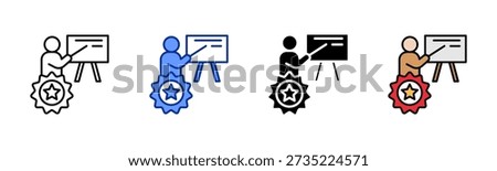 Professional Training icon set multiple style collection