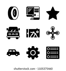 professional, transportation, cogwheel and push icons in Technology vector set. Graphics for web and design