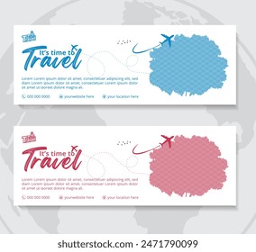 Professional Travel facebook cover social media banner, web banner vector clean template design.