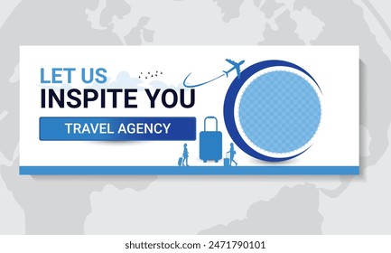 Professional Travel facebook cover social media banner, web banner vector clean template design.