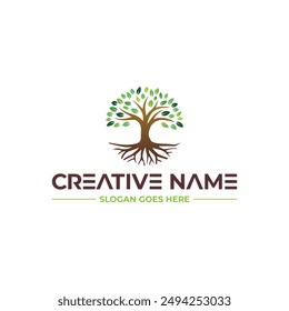 Professional Tree And Roots Logo Design Concept