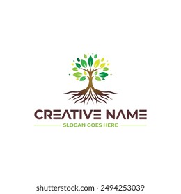 Professional Tree And Roots Logo Design Concept