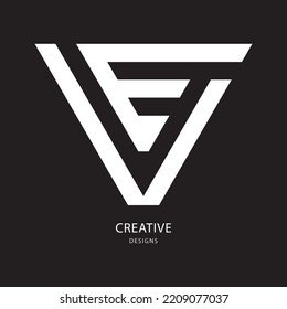 Professional trendy awesome artistic black and white color V E VE EV initial based Alphabet icon logo.