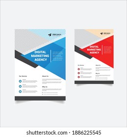 Professioneller, trendiger Firmenflyer. Geschäftsbroschüre: Jährliches, vektorgelb-blaues Design-Template-Layout	