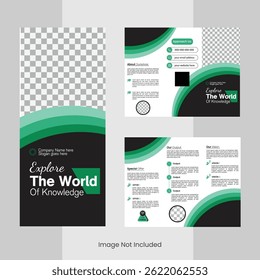 Professional tri fold brochure design. Editable vector template flyer design