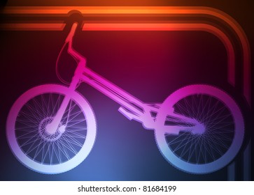 Professional trial mountain bike neon background vector