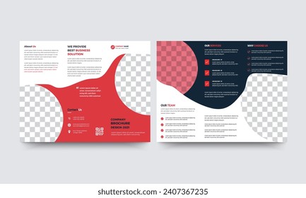 Professional tri-fold brochure design with red colors.