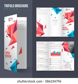 Professional Tri-Fold Brochure layout with modern abstract design and space for your images. 