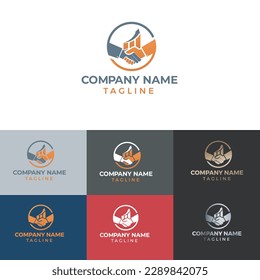 Plantilla de logotipo comercial de intercambio profesional de mano de vectores de confianza