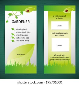 Professional two fold business flyer template, corporate brochure or cover design, for publishing, print. Vector illustration for green natural design