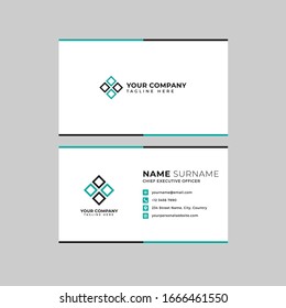 Professional two sided business card vector template with logo place holder, name, address, phone number, website and email