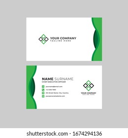 Professional two sided business card vector template with logo place holder, name, address, phone number, website and email