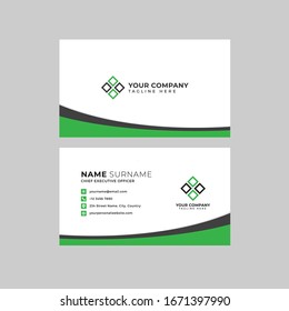 Professional two sided business cards template with logo placeholder, name, surname, position, address, contact, phone number, email and website address