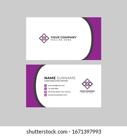 Professional two sided business cards template with logo placeholder, name, surname, position, address, contact, phone number, email and website address