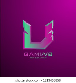 professional U letter monogram gaming logo