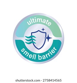 Professional ultimate smell silver label flat vector design for powerful odor control and fresh hygiene.