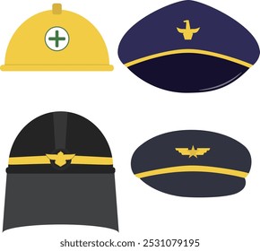 professional uniform yellow navy black hat