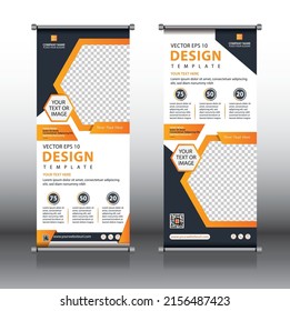 Professional Unique Corporate Roll up banner design Editable vertical template vector, geometric abstract background, modern x-banner and flag-banner, Vector illustration