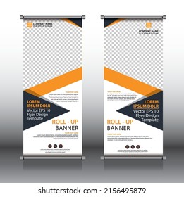 Professional Unique Corporate Roll up banner design Editable vertical template vector, geometric abstract background, modern x-banner and flag-banner, Vector illustration