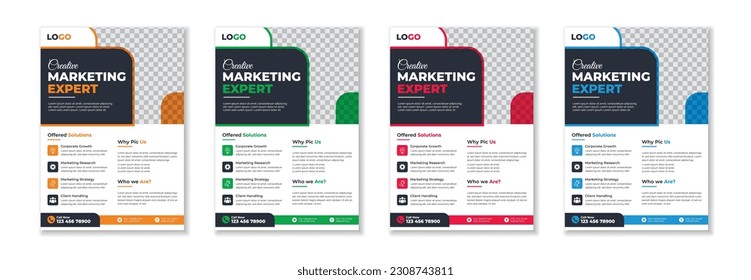 Professional unique creative modern trendy corporate multipurpose minimal official business advertising magazine poster flyer with different color variations.