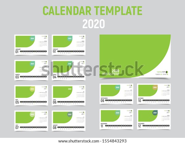 Professional Unique Desk Calendar 2020 Template Stock Vector