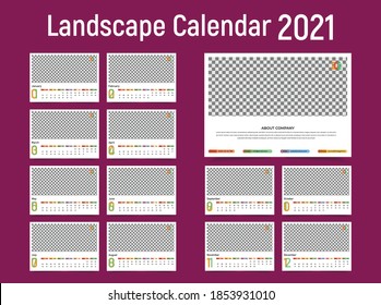 Professional and Unique Landscape Calendar Template 2021