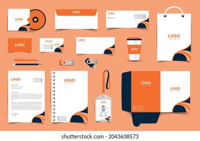 Professional universal branding design kit. Corporate identity template. Business stationery mockup. Editable vector illustration:  Business card, Bag, Id card, envelope, folder, letterhead, pen etc.