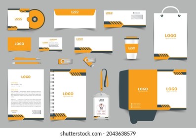 Professional universal branding design kit. Corporate identity template. Business stationery mockup. Editable vector illustration:  Business card, Bag, Id card, envelope, folder, letterhead, pen etc.