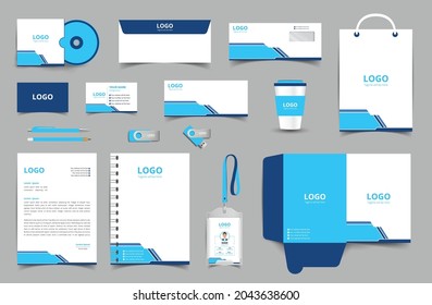 Professional universal branding design kit. Corporate identity template. Business stationery mockup. Editable vector illustration:  Business card, Bag, Id card, envelope, folder, letterhead, pen etc.