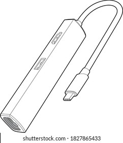 Adaptador USB profesional Vector / Plano de línea. Icono, logotipo, diseño, elemento