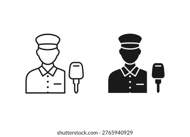 Professional valet service with car key icon