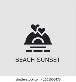 Professional vector beach sunset icon. Beach sunset symbol that can be used for any platform and purpose. High quality beach sunset illustration.