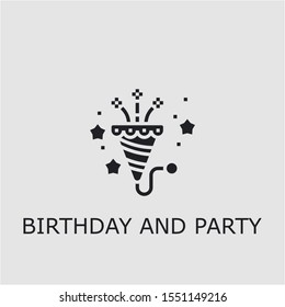 Professional vector birthday and party icon. Birthday and party symbol that can be used for any platform and purpose. High quality birthday and party illustration.
