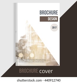 Professional Vector brochure cover templates with blured city landscape and lines. Business presentation . A4 size Annual report template. Clean catalogue