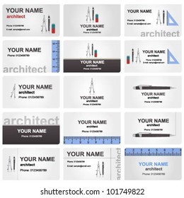 Professional vector business card set for architects