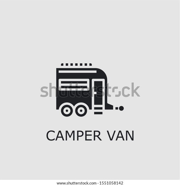 Professional vector camper van icon. Camper\
van symbol that can be used for any platform and purpose. High\
quality camper van\
illustration.