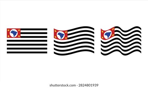 Professional vector collection featuring various designs of the Sao Paulo state flag in Brazil.