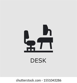 Professional vector desk icon. Desk symbol that can be used for any platform and purpose. High quality desk illustration.