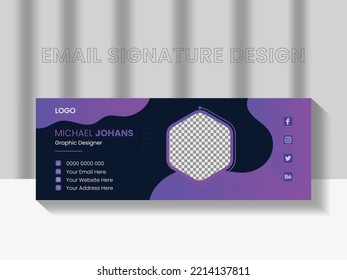 Diseño de plantillas de diseño de diseño de diseño moderno y minimalista de firmas de correo electrónico de vectores profesionales, portada de medios sociales exclusiva y minimalista de la empresa.