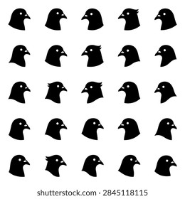 Professional vector graphic capturing the fine details of a pigeon's facial features. The illustration emphasizes the bird's eye, beak, and feather patterns for wildlife-focused designs.