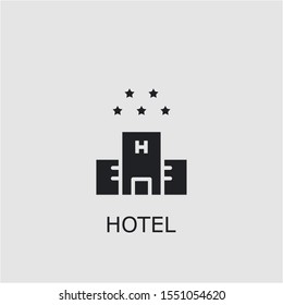 Professional vector hotel icon. Hotel symbol that can be used for any platform and purpose. High quality hotel illustration.