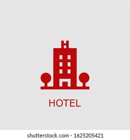 Professional vector hotel icon. Hotel symbol that can be used for any platform and purpose. High quality hotel illustration.