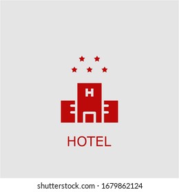 Professional vector hotel icon. Hotel symbol that can be used for any platform and purpose. High quality hotel illustration.