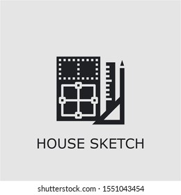 Professional vector house sketch icon. House sketch symbol that can be used for any platform and purpose. High quality house sketch illustration.