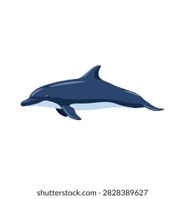 Professional Vector Illustration of a Blue Bottlenose Dolphin Swimming Isolated on White Background