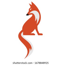 Professional vector illustration of a sitting red fox with a long tail in a clean, minimalist style. This modern animal silhouette is ideal for creative agencies, tech startups, outdoor brands, and nature-inspired corporate identities.