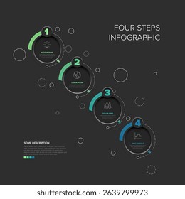 Professional vector infographic template with four steps, a modern infographic design element. This four steps design is perfect for presentations or reports outlining sequential steps or options.