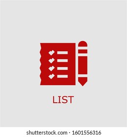 Professional vector list icon. List symbol that can be used for any platform and purpose. High quality list illustration.
