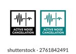 Professional vector logo for Active Noise Cancellation technology, featuring sound wave frequency icons in circular badges for audio equipment and tech branding.